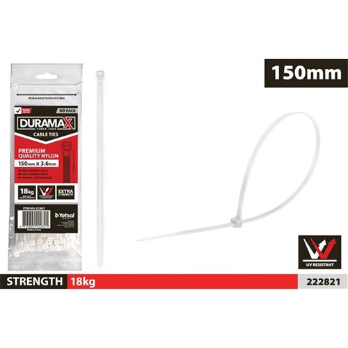 Cable Ties 3.6 x 150mm White